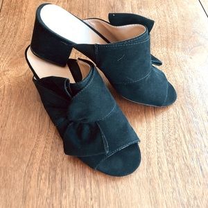 Express black suede open toe mules size 8